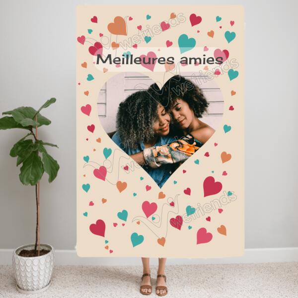 Photo cœurs (150cm x 100cm) couverture personnalisée