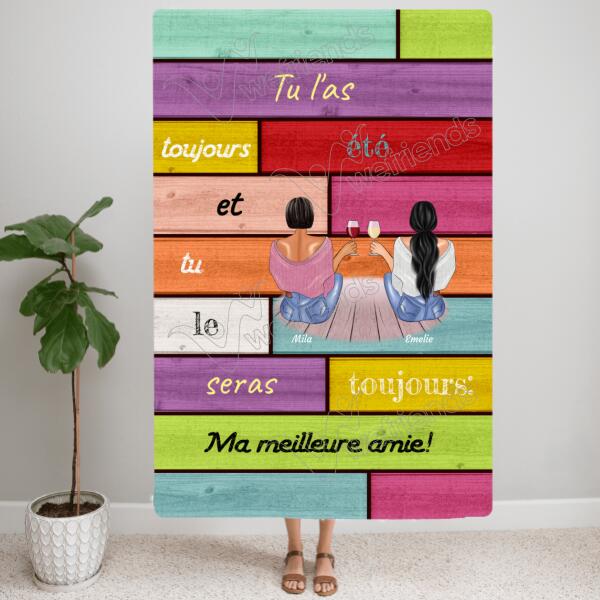Meilleures amies assises (150cm x 100cm) - couverture personnalisée
