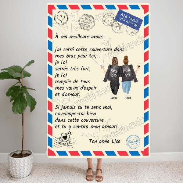 Meilleures amies „Par Avion“ (150cm x 100cm) - couverture personnalisée