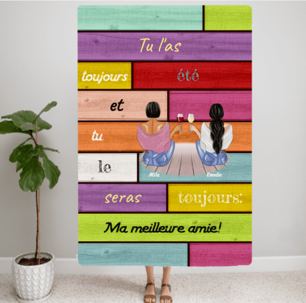Meilleures amies assises (150cm x 100cm) - couverture personnalisée