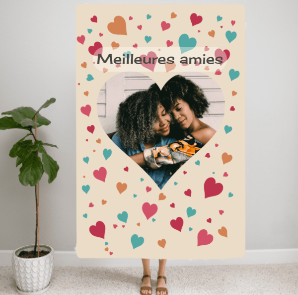 Photo cœurs (150cm x 100cm) couverture personnalisée
