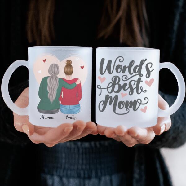 MAMAN ET FILLE - mug personnalisé en verre dépoli