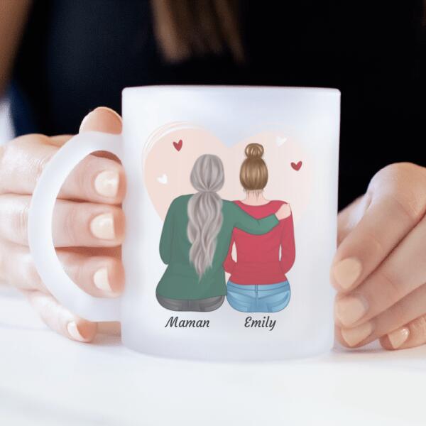 MAMAN ET FILLE - mug personnalisé en verre dépoli