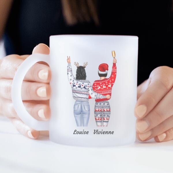 MEILLEURES AMIES DEBOUT (ÉDITION DE NOËL) - mug personnalisé en verre dépoli