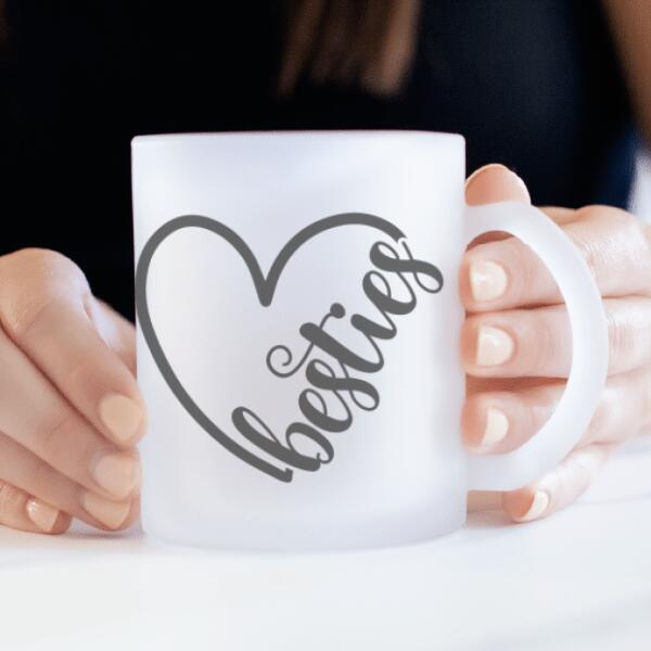 MEILLEURES AMIES ASSISES SOUS UN ARBRE - mug personnalisé en verre dépoli