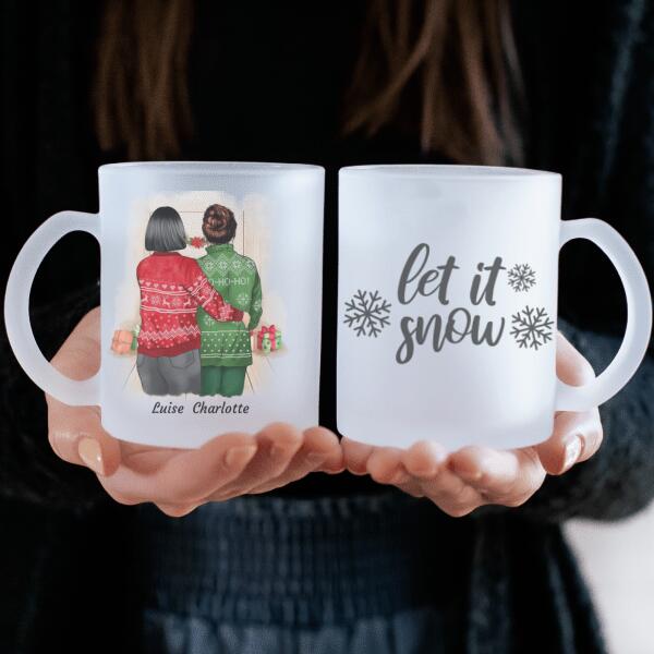 MAMAN ET FILLE (ÉDITION DE NOËL) - mug personnalisé en verre dépoli