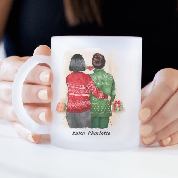 MAMAN ET FILLE (ÉDITION DE NOËL) - mug personnalisé en verre dépoli