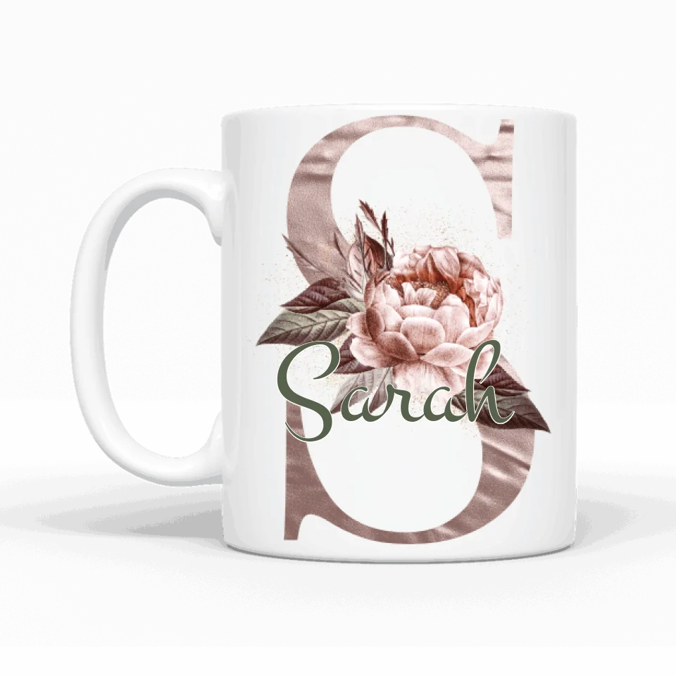 Thème lettres édition rose (d´un côté) - Mug personnalisé