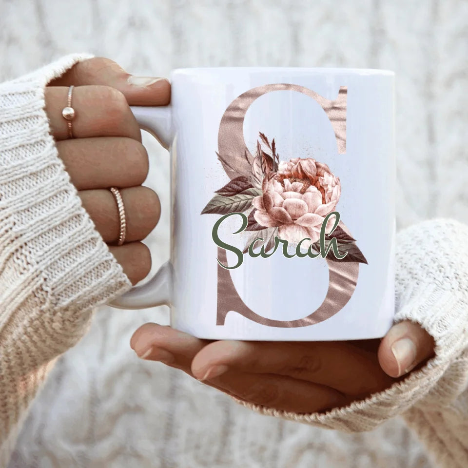 Thème lettres édition rose (d´un côté) - Mug personnalisé