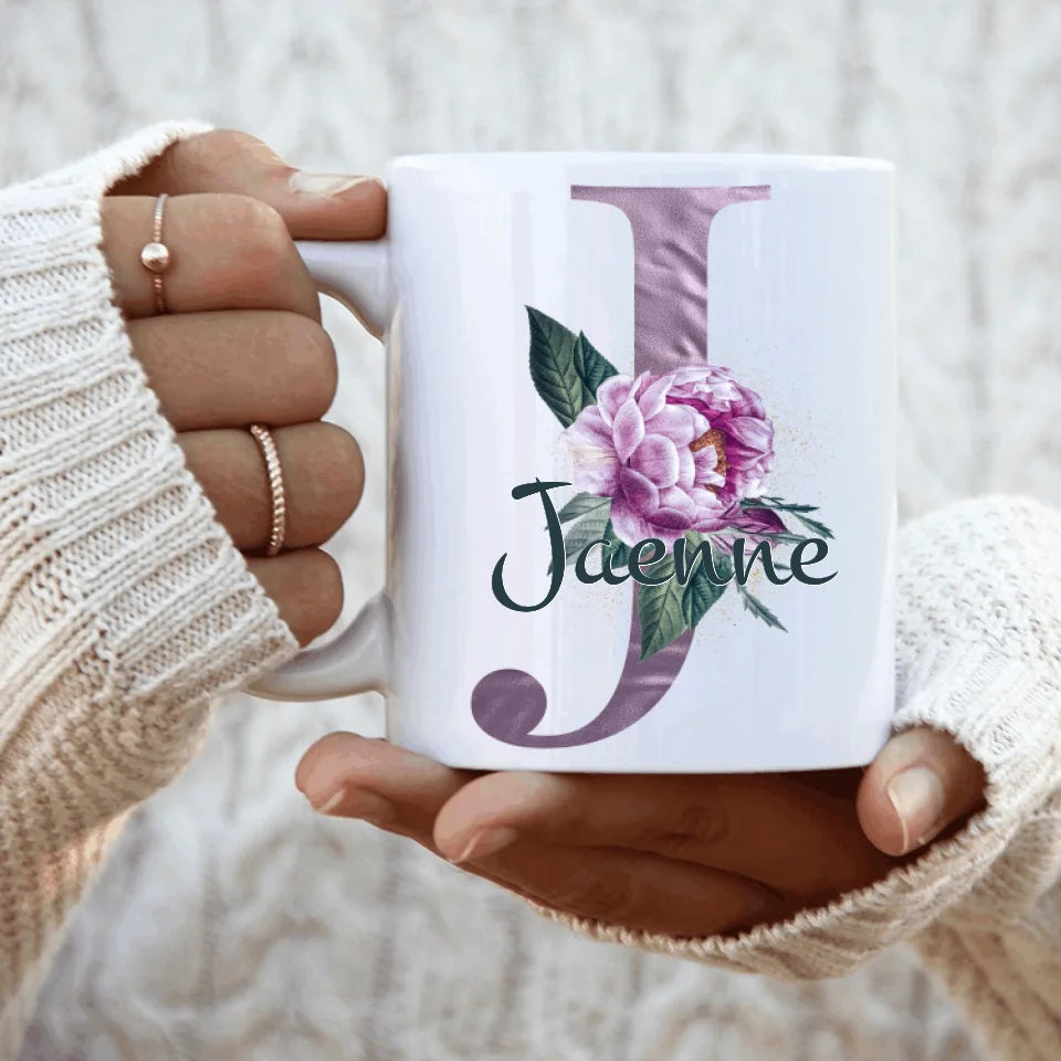 Thème lettres édition violette (d´un côté) - Mug personnalisé