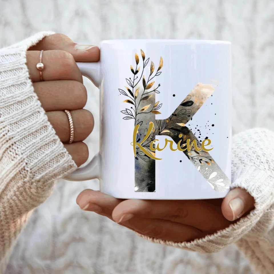 Thème lettres édition noire transparent (d´un côté) - Mug personnalisé
