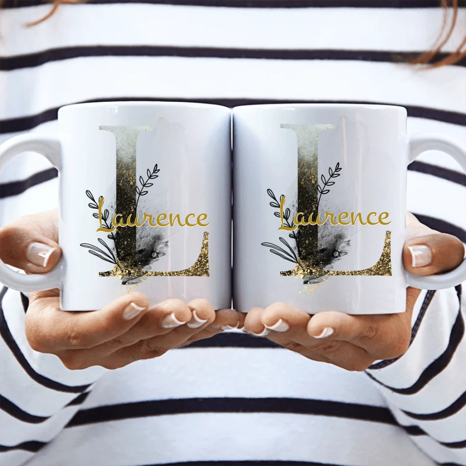 Thème lettres édition noire (des deux côtés) - Mug personnalisé