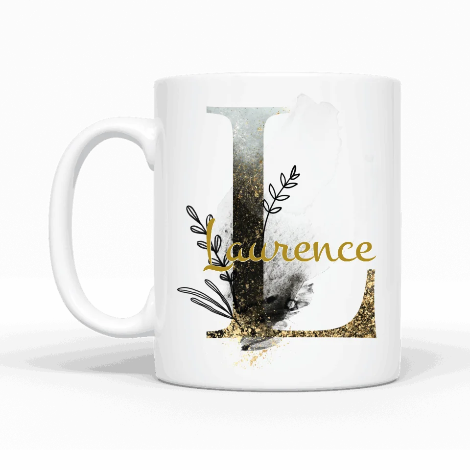 Thème lettres édition noire (des deux côtés) - Mug personnalisé