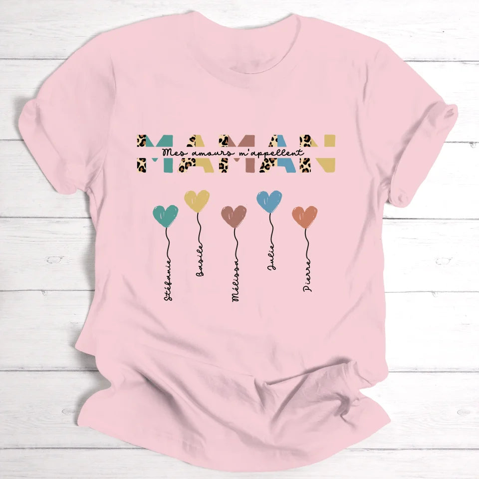 Maman / Mamie ballons en forme de cœur - T-shirt personnalisable