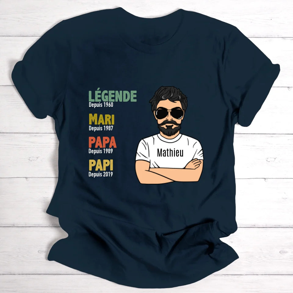 Légende Papi / Papa - T-shirt personnalisable