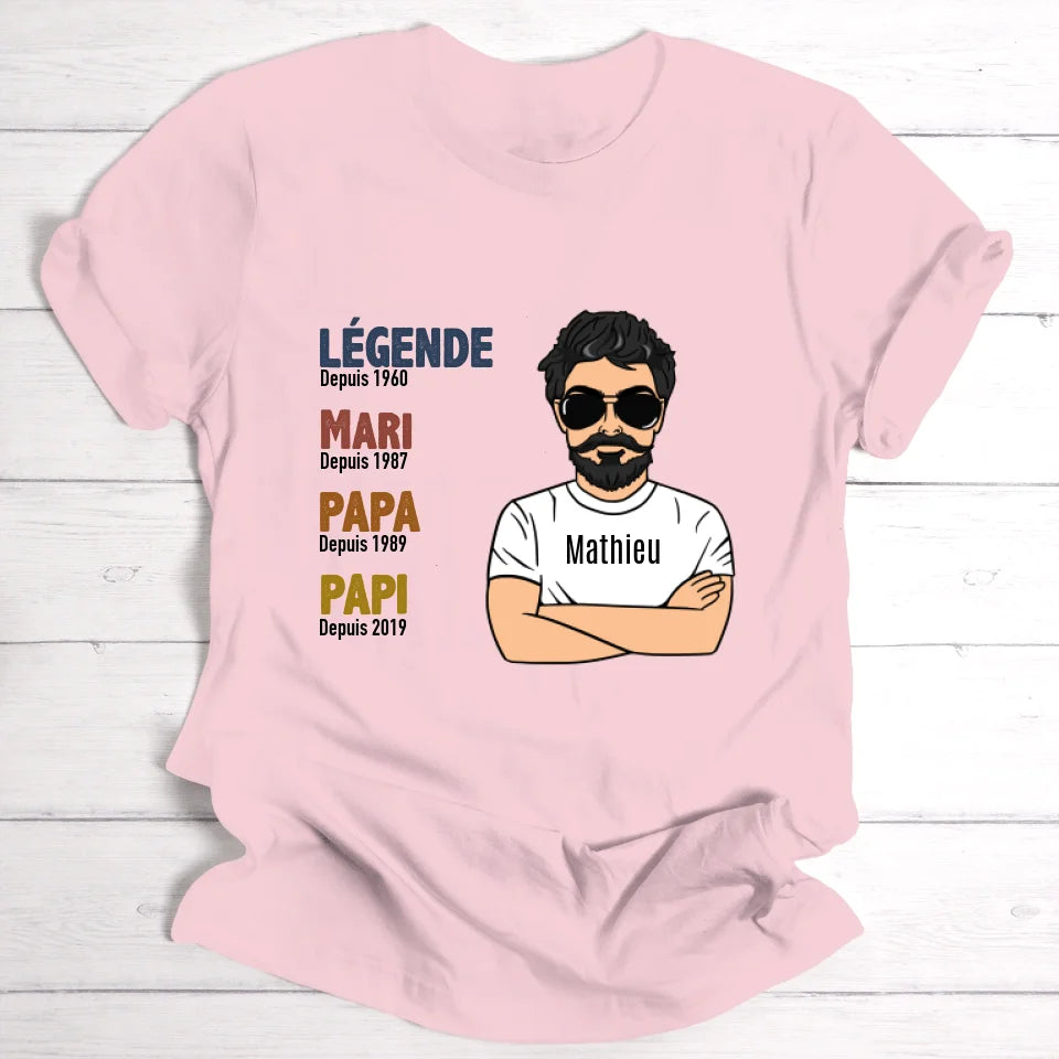 Légende Papi / Papa - T-shirt personnalisable
