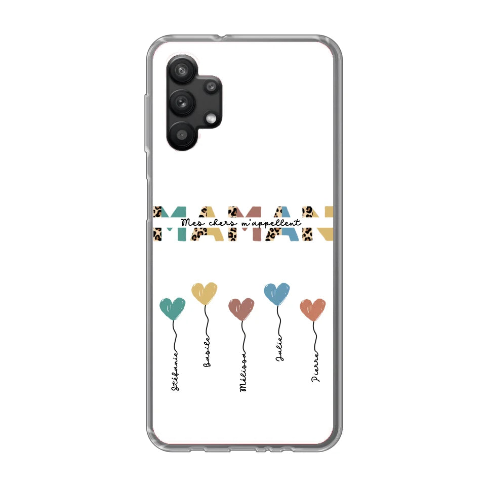 Maman / Mamie ballons en forme de cœur - Coque de téléphone personnalisable