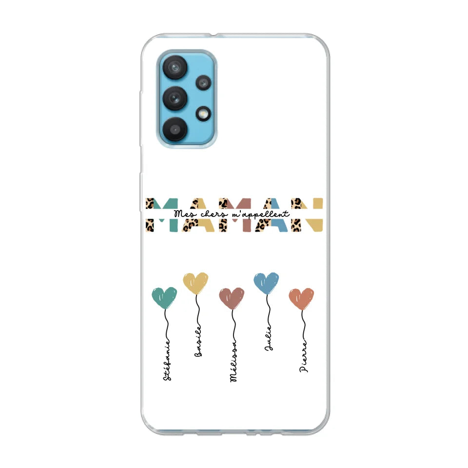 Maman / Mamie ballons en forme de cœur - Coque de téléphone personnalisable