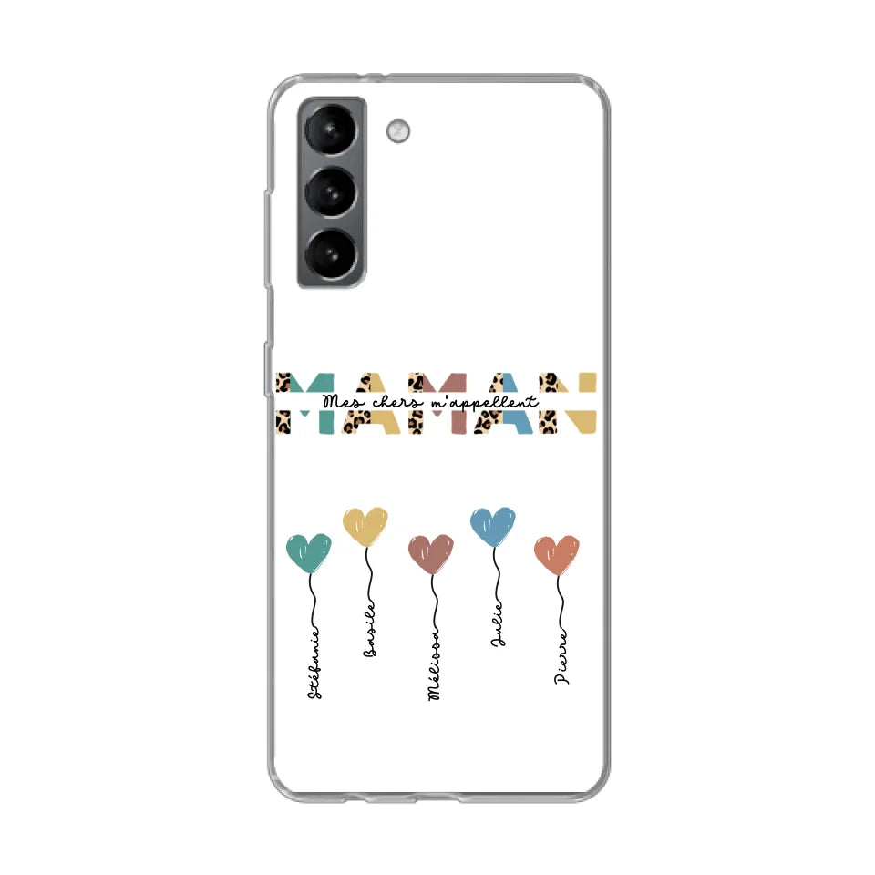Maman / Mamie ballons en forme de cœur - Coque de téléphone personnalisable