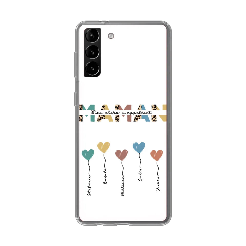 Maman / Mamie ballons en forme de cœur - Coque de téléphone personnalisable
