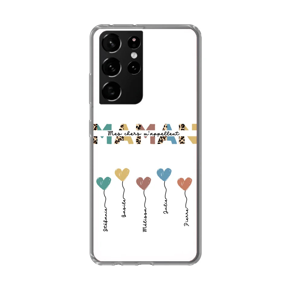 Maman / Mamie ballons en forme de cœur - Coque de téléphone personnalisable