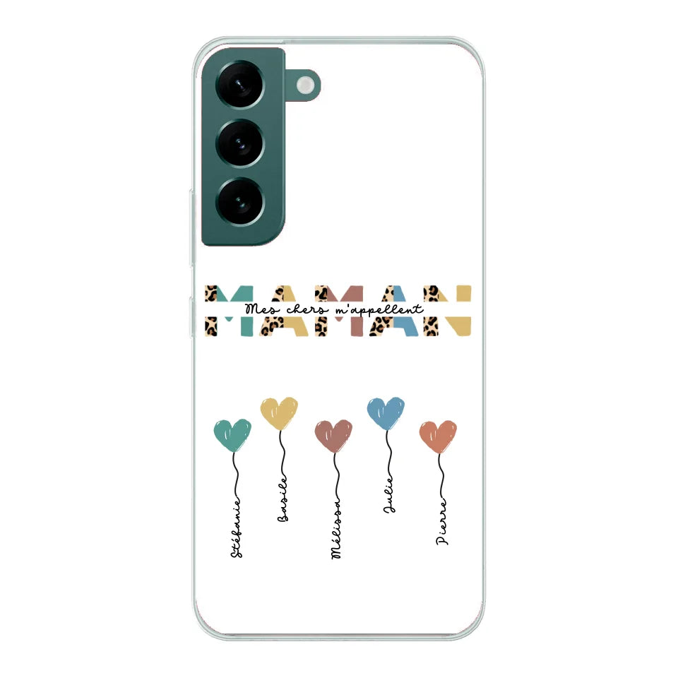 Maman / Mamie ballons en forme de cœur - Coque de téléphone personnalisable