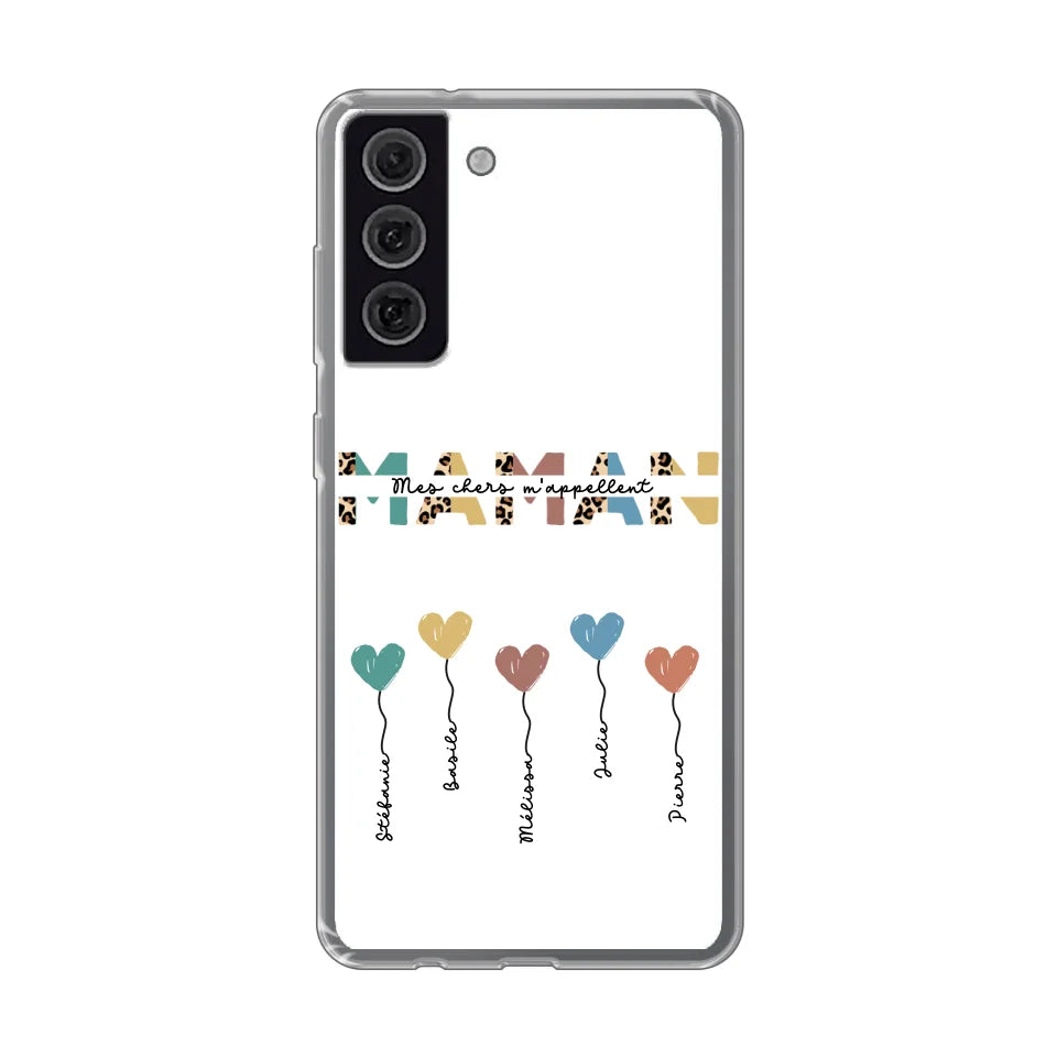Maman / Mamie ballons en forme de cœur - Coque de téléphone personnalisable