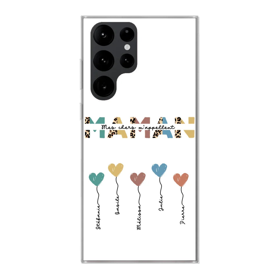 Maman / Mamie ballons en forme de cœur - Coque de téléphone personnalisable
