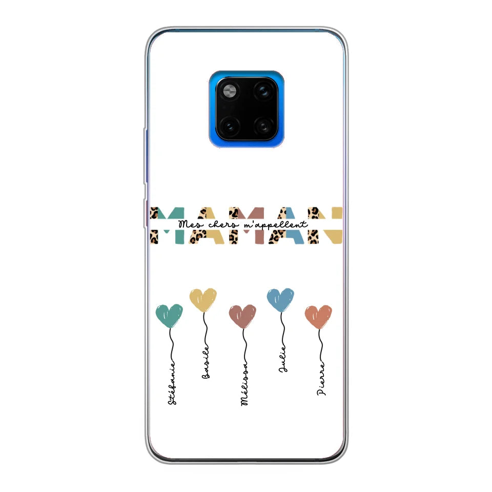 Maman / Mamie ballons en forme de cœur - Coque de téléphone personnalisable
