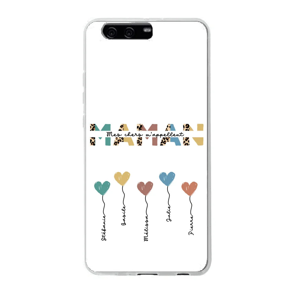 Maman / Mamie ballons en forme de cœur - Coque de téléphone personnalisable
