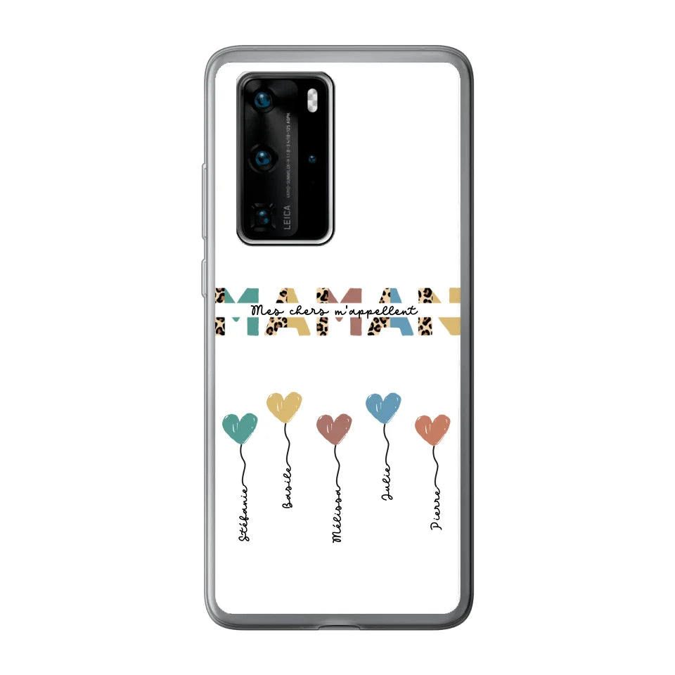 Maman / Mamie ballons en forme de cœur - Coque de téléphone personnalisable