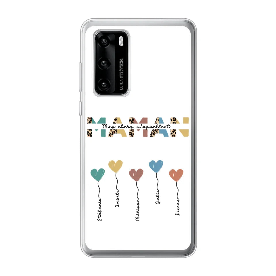 Maman / Mamie ballons en forme de cœur - Coque de téléphone personnalisable