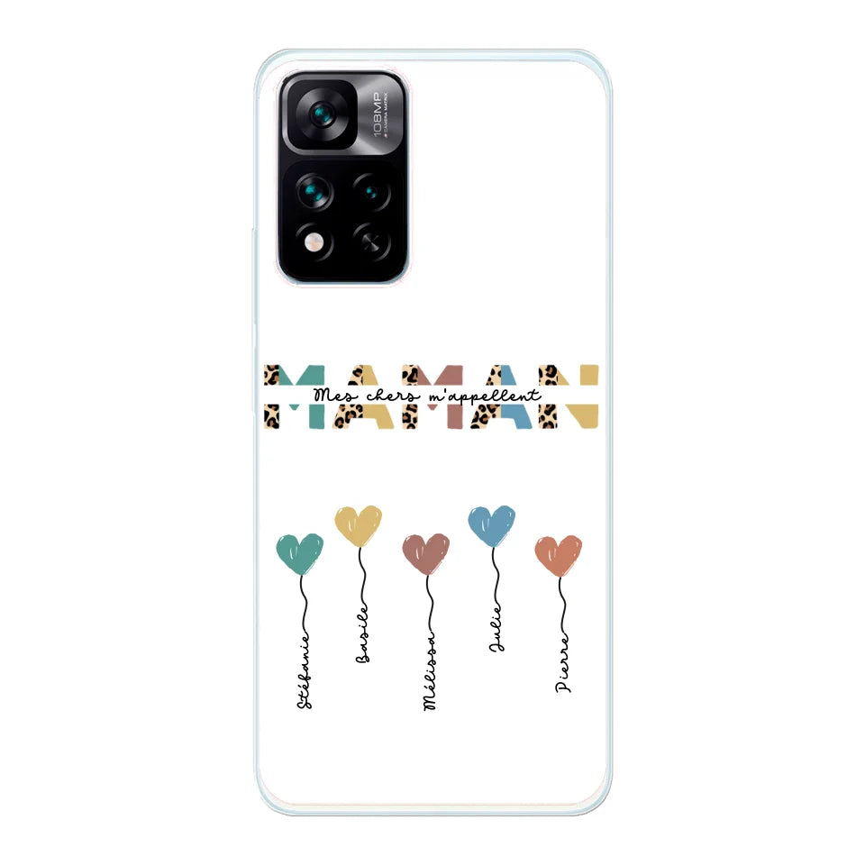 Maman / Mamie ballons en forme de cœur - Coque de téléphone personnalisable