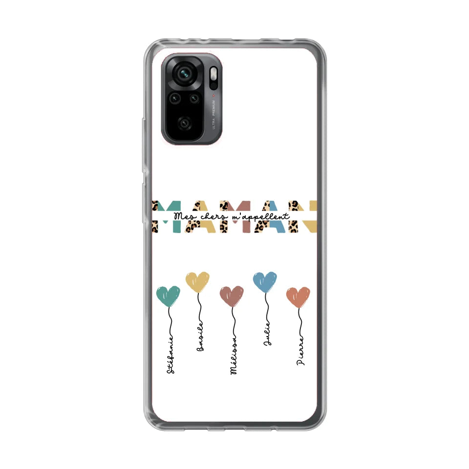 Maman / Mamie ballons en forme de cœur - Coque de téléphone personnalisable