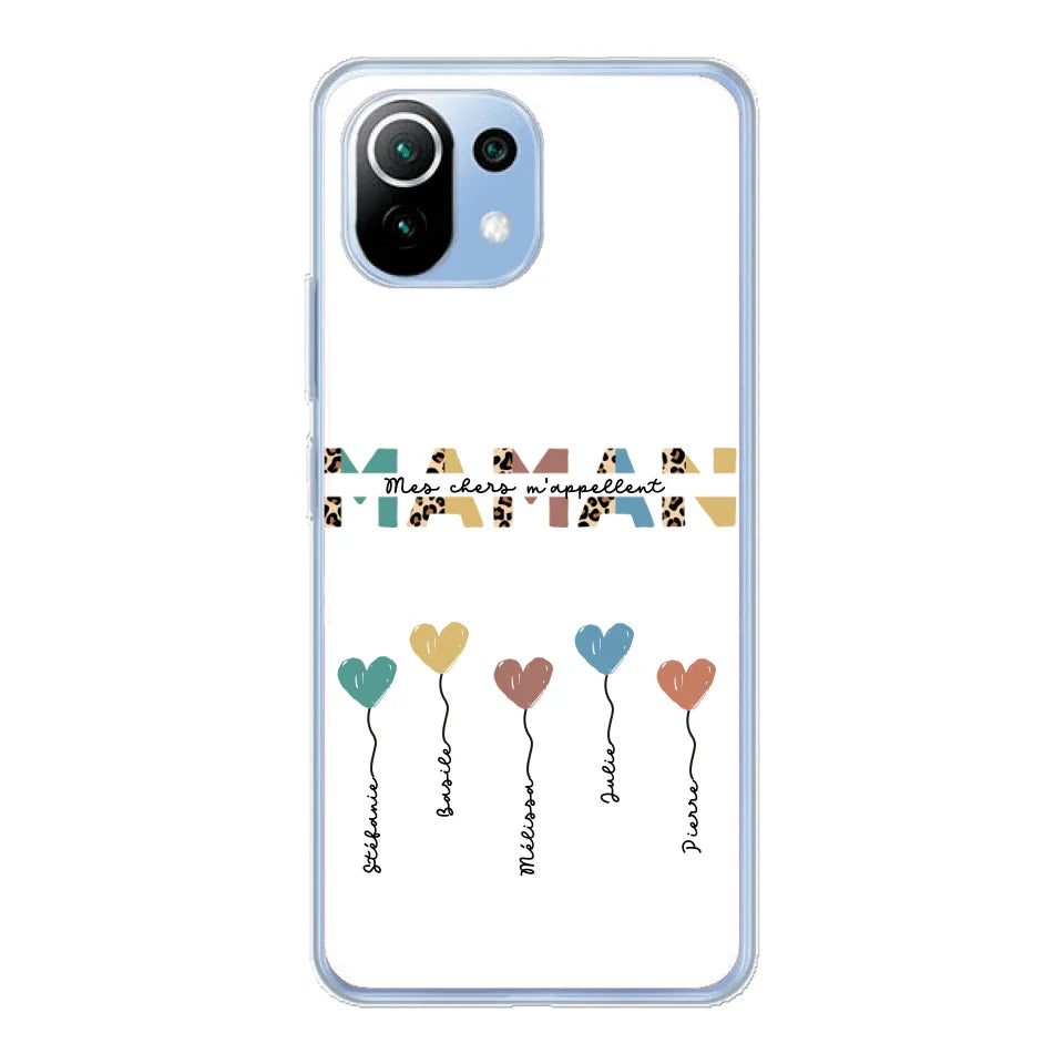Maman / Mamie ballons en forme de cœur - Coque de téléphone personnalisable
