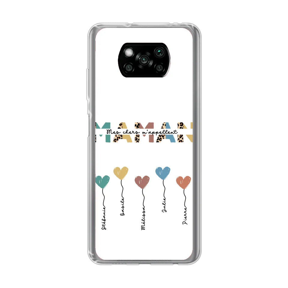 Maman / Mamie ballons en forme de cœur - Coque de téléphone personnalisable