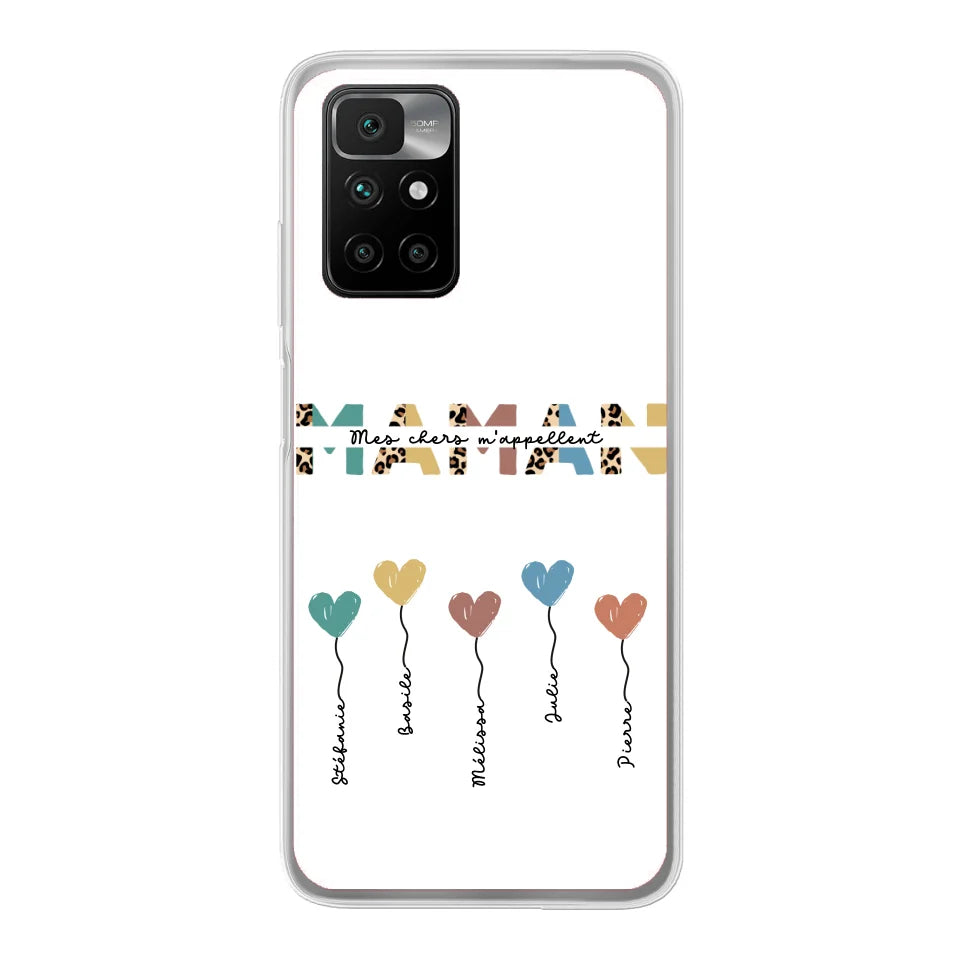 Maman / Mamie ballons en forme de cœur - Coque de téléphone personnalisable