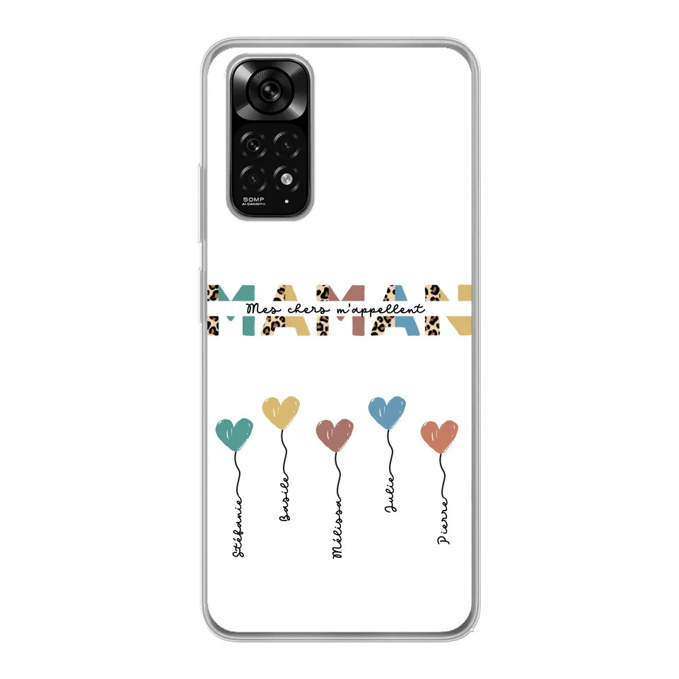 Maman / Mamie ballons en forme de cœur - Coque de téléphone personnalisable