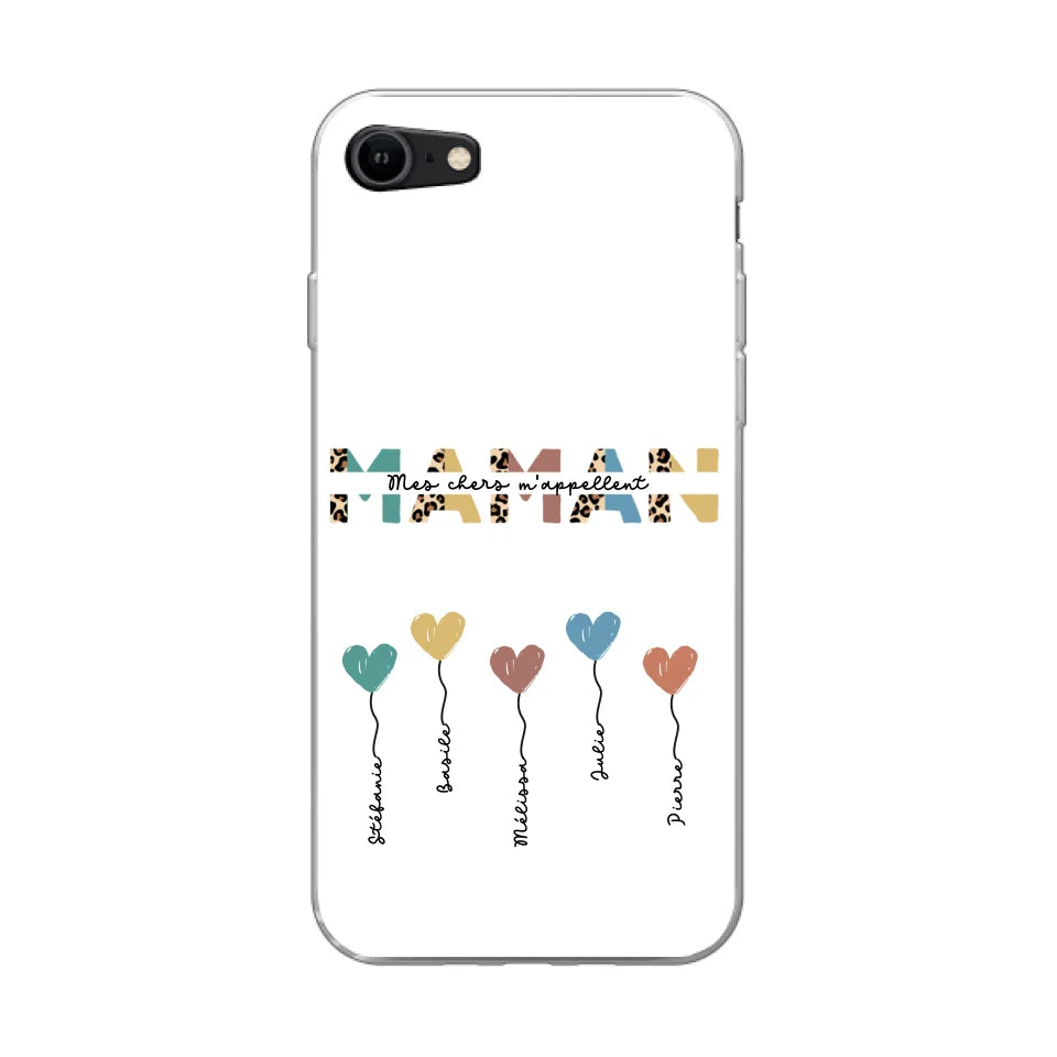 Maman / Mamie ballons en forme de cœur - Coque de téléphone personnalisable