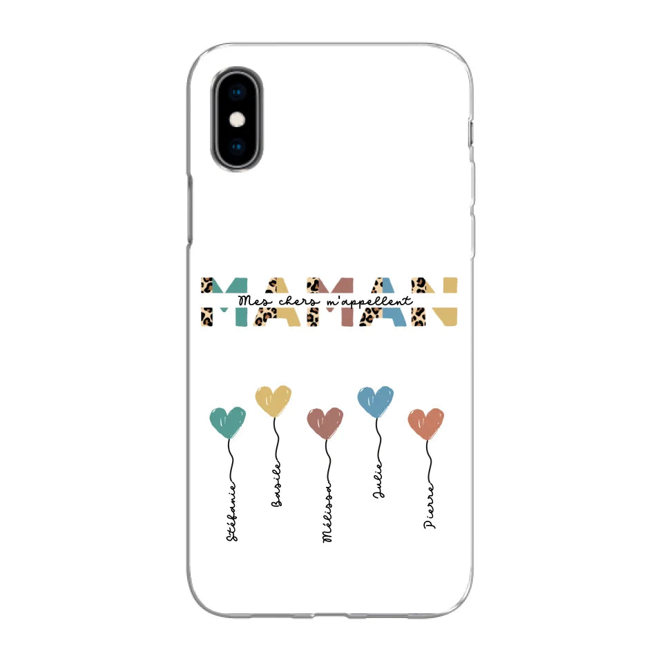 Maman / Mamie ballons en forme de cœur - Coque de téléphone personnalisable