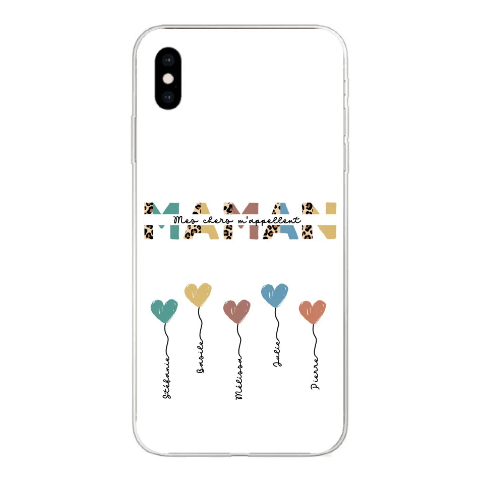 Maman / Mamie ballons en forme de cœur - Coque de téléphone personnalisable