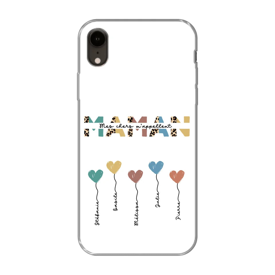 Maman / Mamie ballons en forme de cœur - Coque de téléphone personnalisable