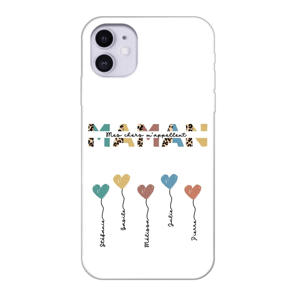 Maman / Mamie ballons en forme de cœur - Coque de téléphone personnalisable