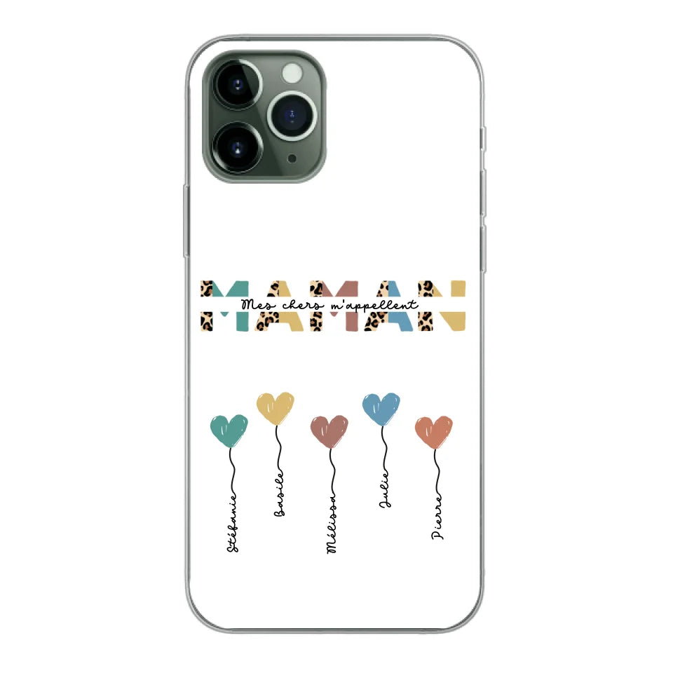 Maman / Mamie ballons en forme de cœur - Coque de téléphone personnalisable