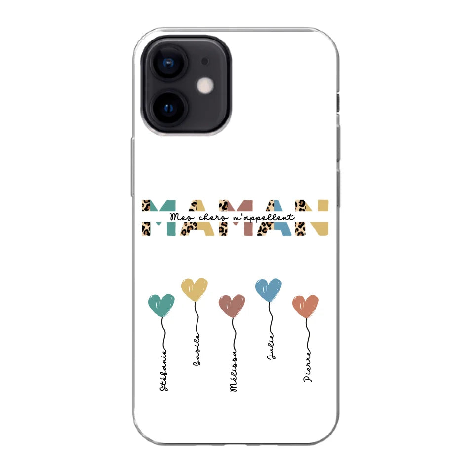 Maman / Mamie ballons en forme de cœur - Coque de téléphone personnalisable