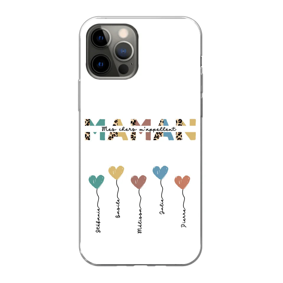 Maman / Mamie ballons en forme de cœur - Coque de téléphone personnalisable