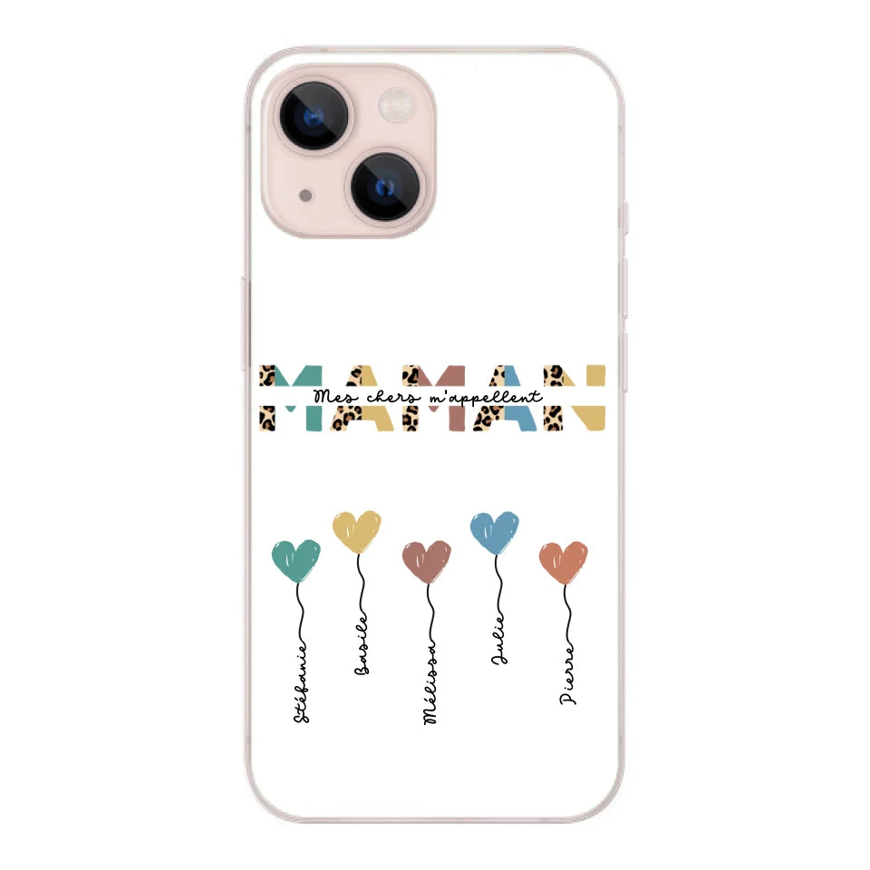 Maman / Mamie ballons en forme de cœur - Coque de téléphone personnalisable