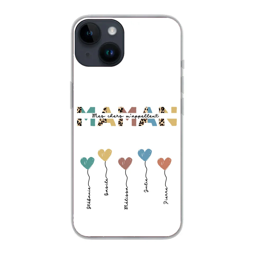 Maman / Mamie ballons en forme de cœur - Coque de téléphone personnalisable