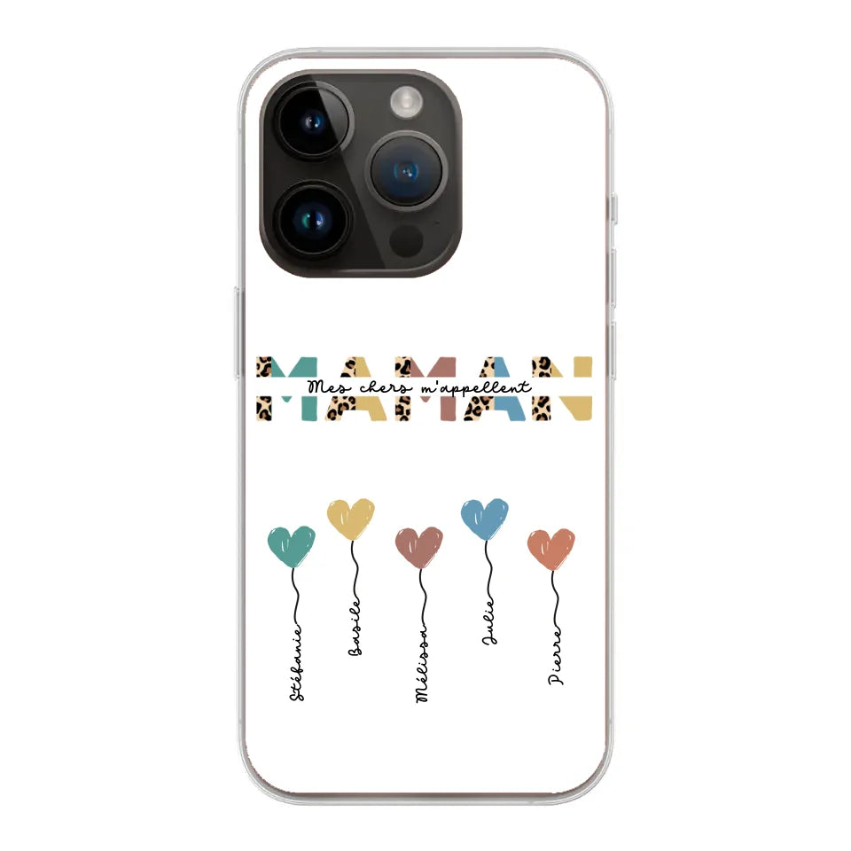 Maman / Mamie ballons en forme de cœur - Coque de téléphone personnalisable