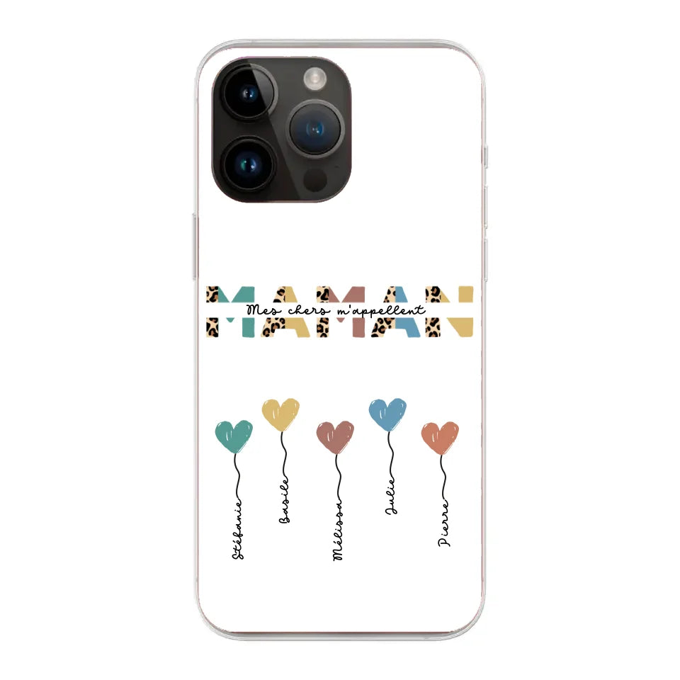 Maman / Mamie ballons en forme de cœur - Coque de téléphone personnalisable